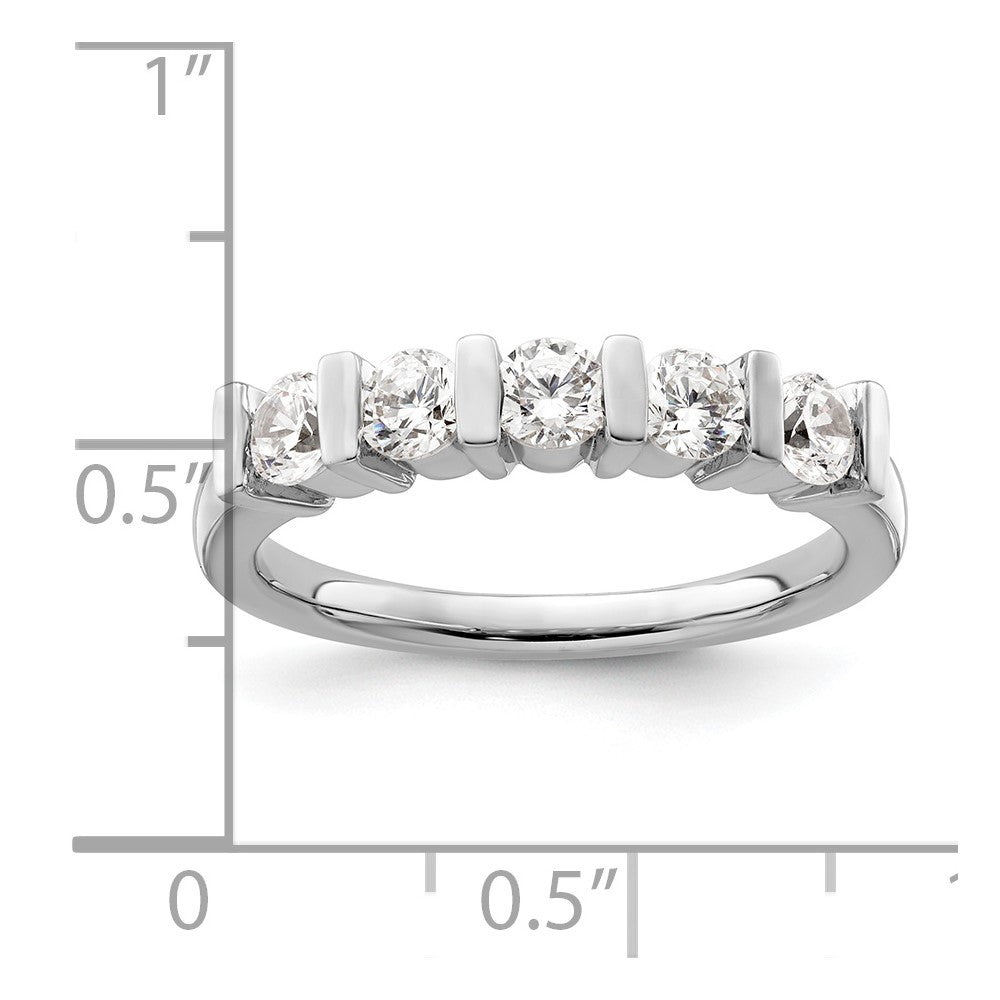 14K Weißgold Diamant-Ring mit 5 Steinen