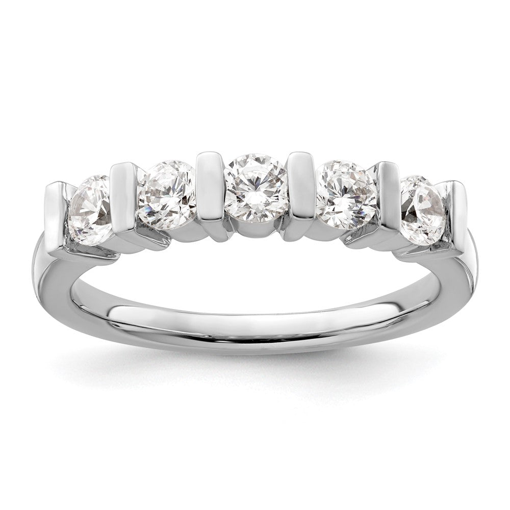 14K Weißgold Diamant-Ring mit 5 Steinen