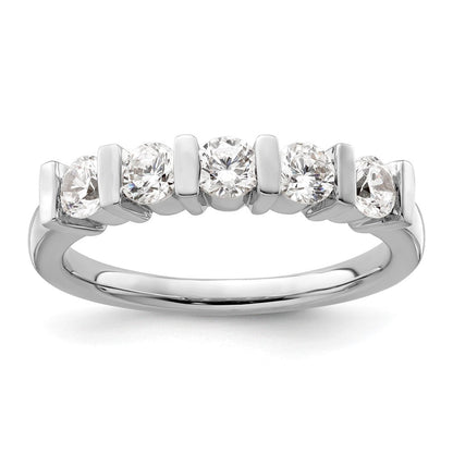 14K Weißgold Diamant-Ring mit 5 Steinen