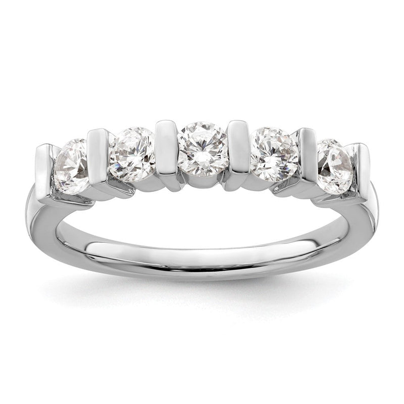14K Weißgold Diamant-Ring mit 5 Steinen
