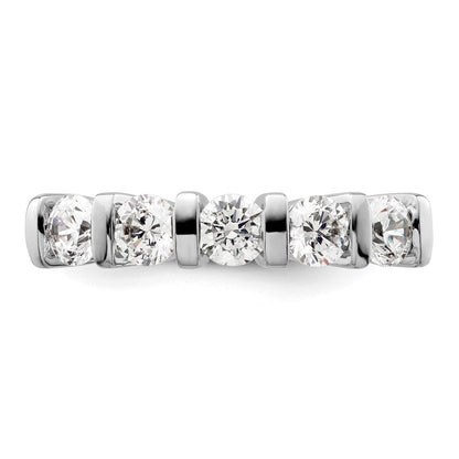 585 Weißgold Ehering mit 5 natürlichen Diamanten