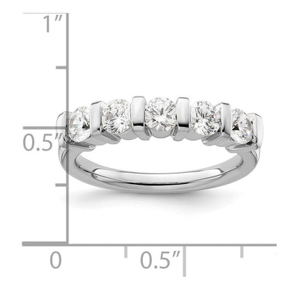 585 Weißgold Ehering mit 5 natürlichen Diamanten