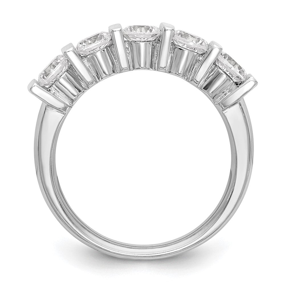 14K Weißgold Ehering mit 5 natürlichen Diamanten