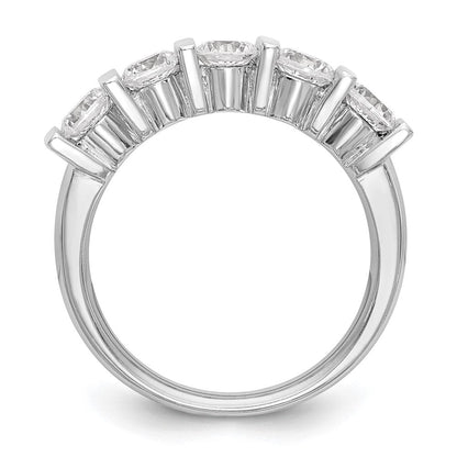 14K Weißgold Ehering mit 5 natürlichen Diamanten
