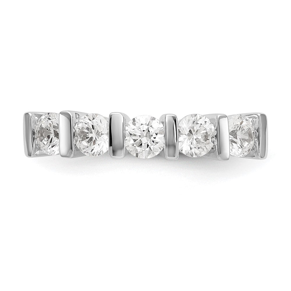 14K Weißgold Ehering mit 5 natürlichen Diamanten