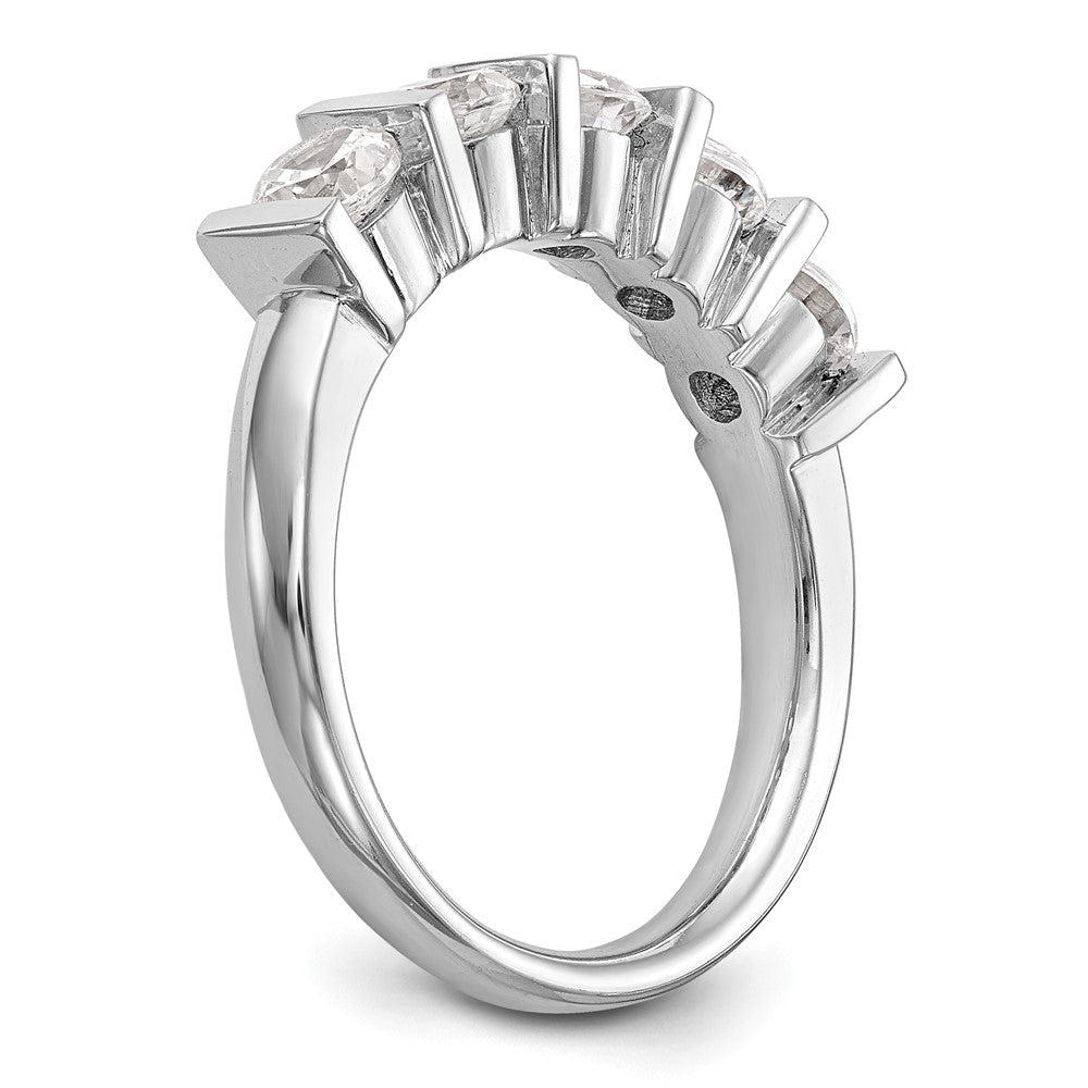 14K Weißgold Ehering mit 5 natürlichen Diamanten
