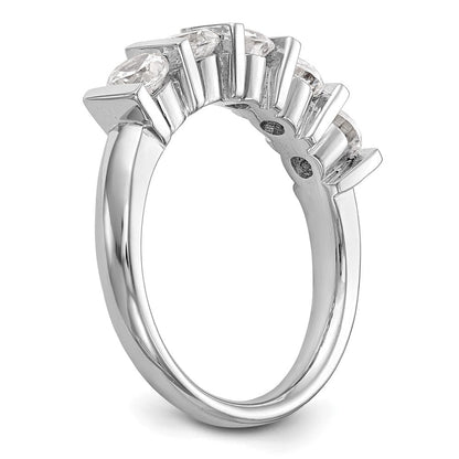 14K Weißgold Ehering mit 5 natürlichen Diamanten
