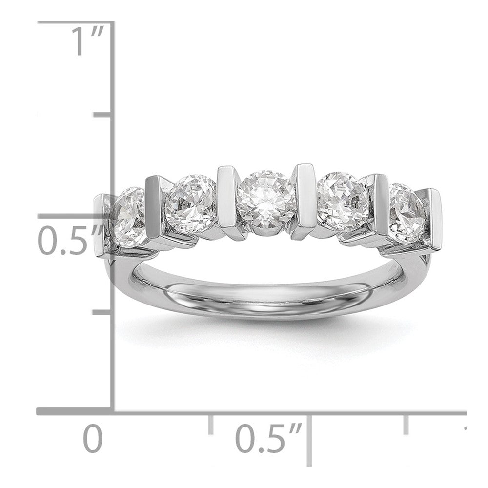14K Weißgold Ehering mit 5 natürlichen Diamanten