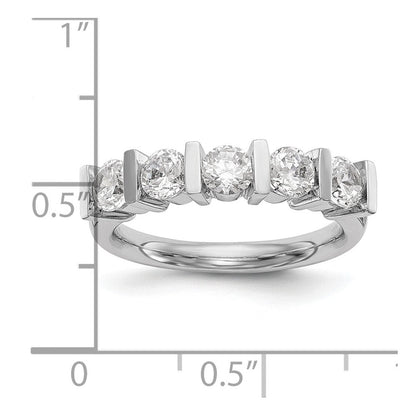14K Weißgold Ehering mit 5 natürlichen Diamanten