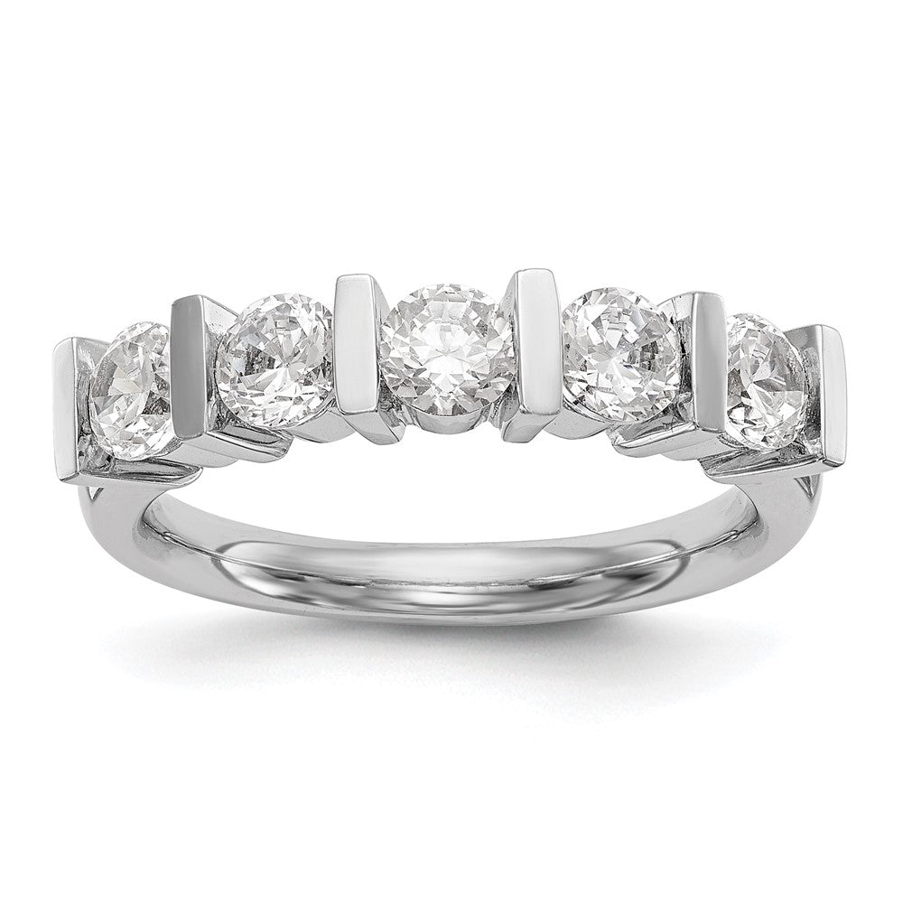 14K Weißgold Ehering mit 5 natürlichen Diamanten