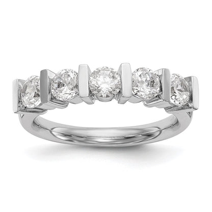 14K Weißgold Ehering mit 5 natürlichen Diamanten