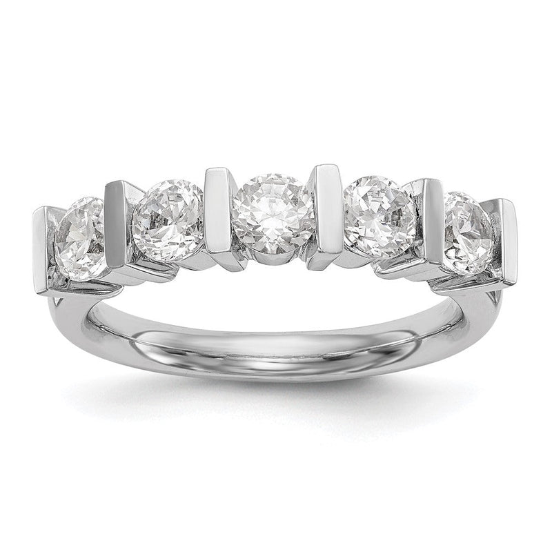 14K Weißgold Ehering mit 5 natürlichen Diamanten, 1,25 ct. Gesamtgewicht
