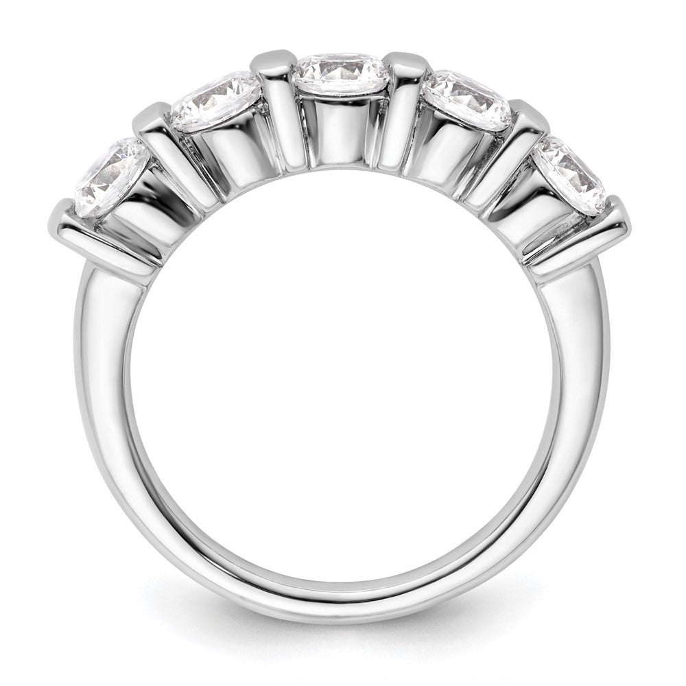 14K Weißgold Ehering mit 5 natürlichen Diamanten