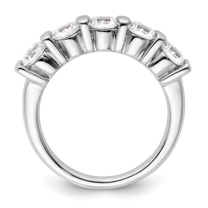 14K Weißgold Ehering mit 5 natürlichen Diamanten