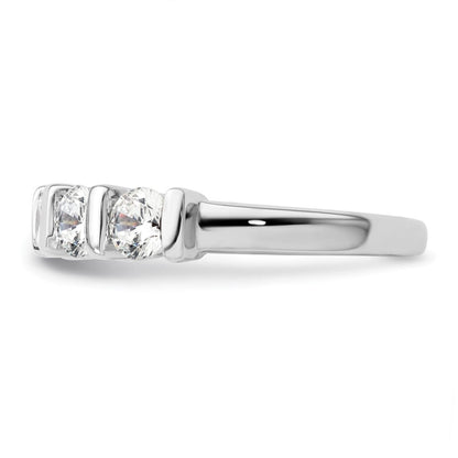 14K Weißgold Ehering mit 5 natürlichen Diamanten