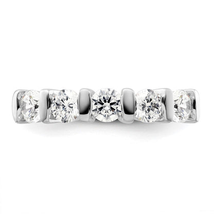 14K Weißgold Ehering mit 5 natürlichen Diamanten