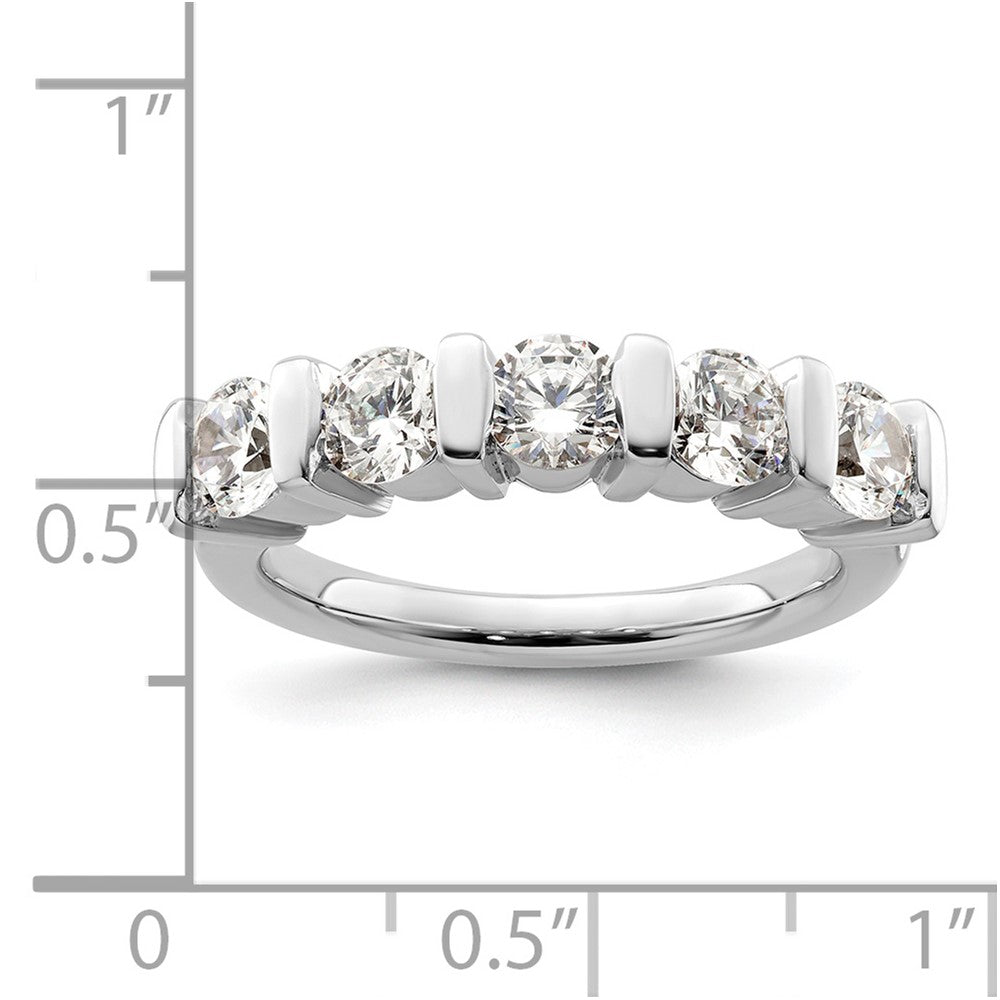 14K Weißgold Ehering mit 5 natürlichen Diamanten