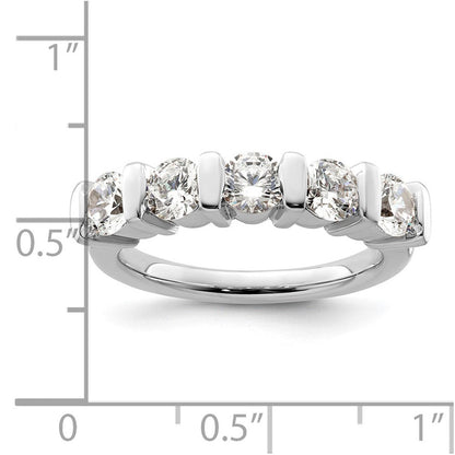 14K Weißgold Ehering mit 5 natürlichen Diamanten