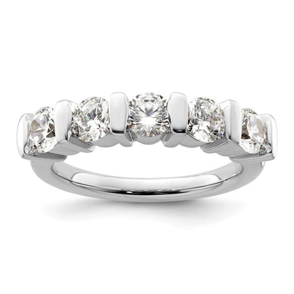 14K Weißgold 5 Stein Halb Zargenfassung 1.5 Karat Rund Komplett Diamant Ring