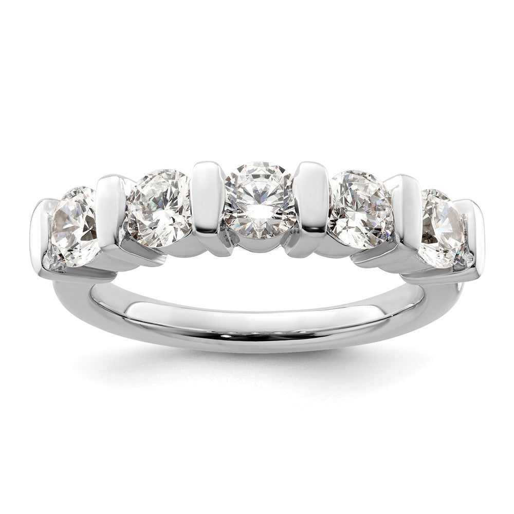 14K Weißgold Ehering mit 5 natürlichen Diamanten