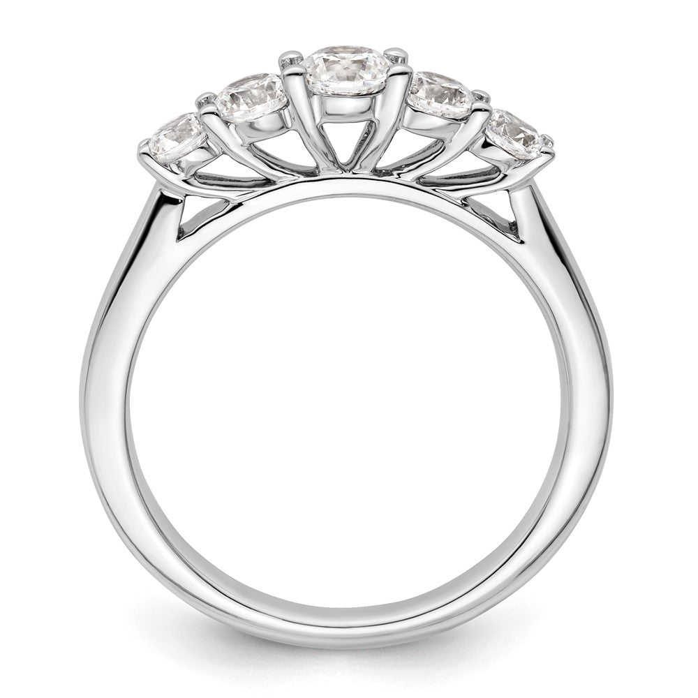 14K Weißgold Ring mit 5 simulierten Diamanten