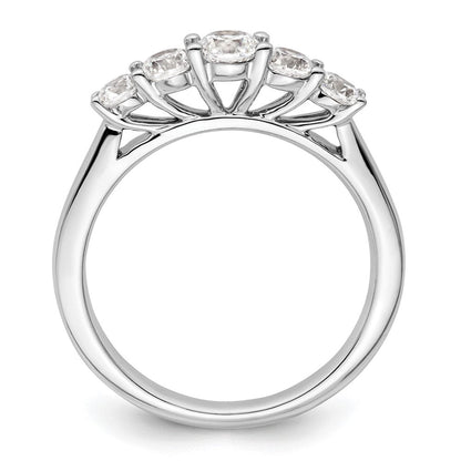 14K Weißgold Ring mit 5 simulierten Diamanten