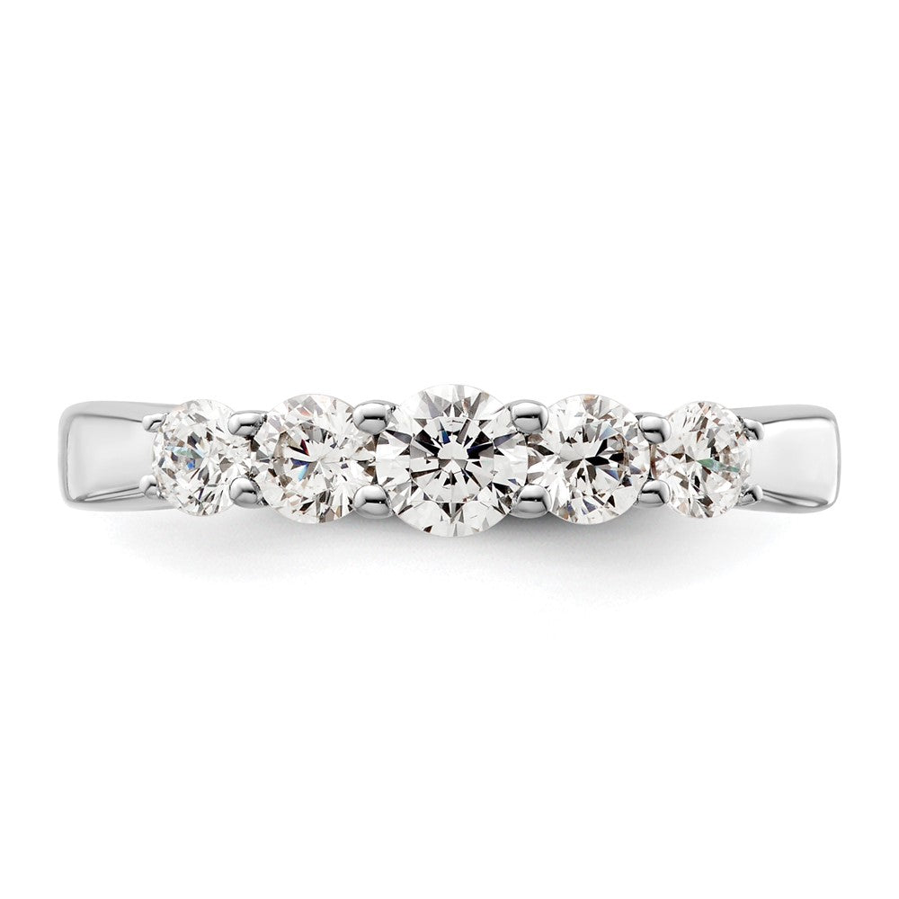 14K Weißgold Ring mit 5 simulierten Diamanten