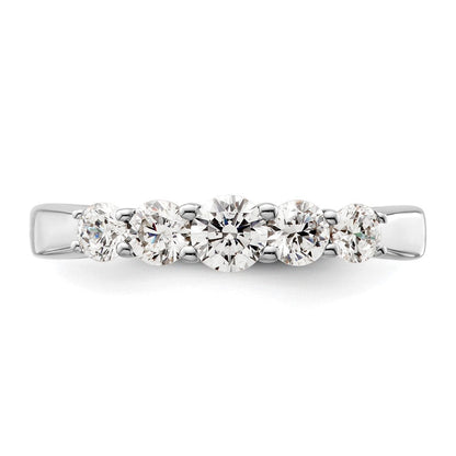 14K Weißgold Ring mit 5 simulierten Diamanten