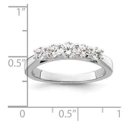 14K Weißgold Ring mit 5 simulierten Diamanten