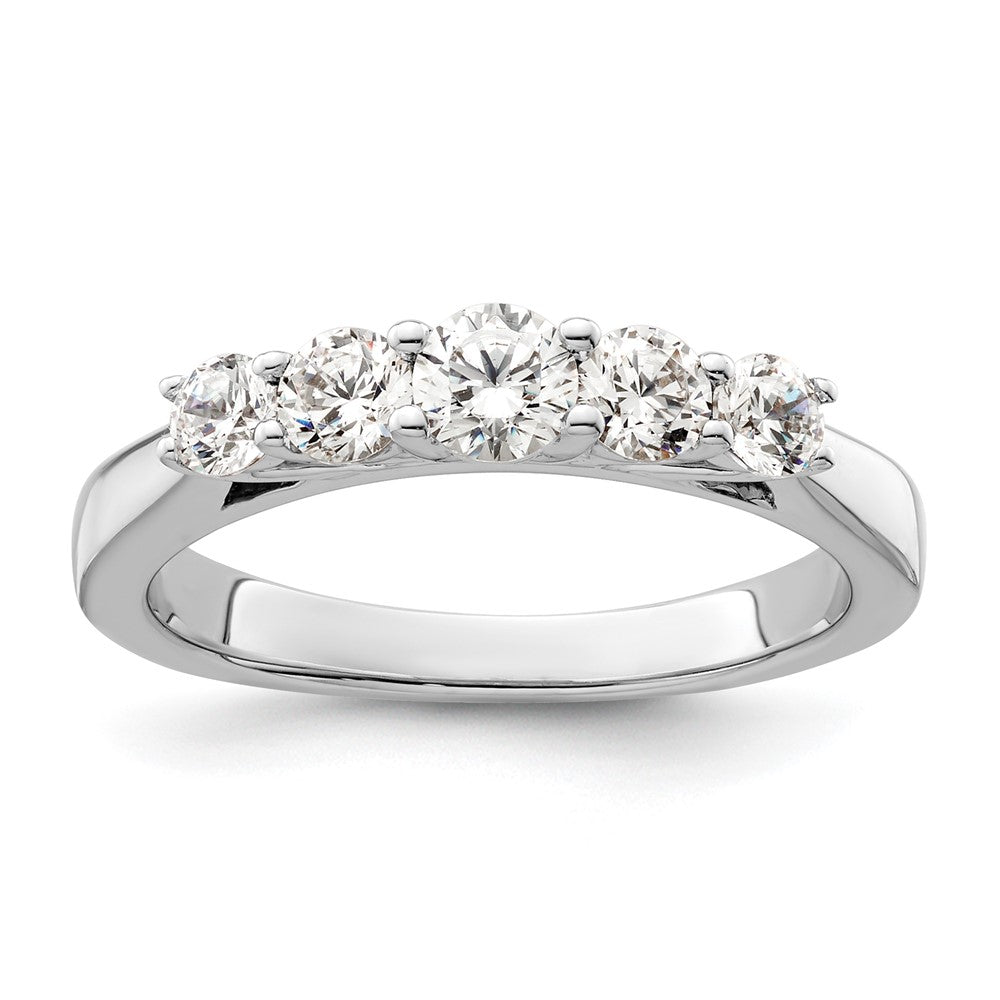 14K Weißgold Ring mit 5 simulierten Diamanten