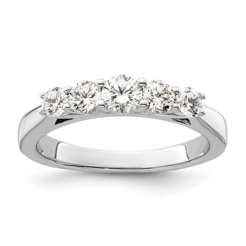 14K Weißgold Ring mit 5 simulierten Diamanten