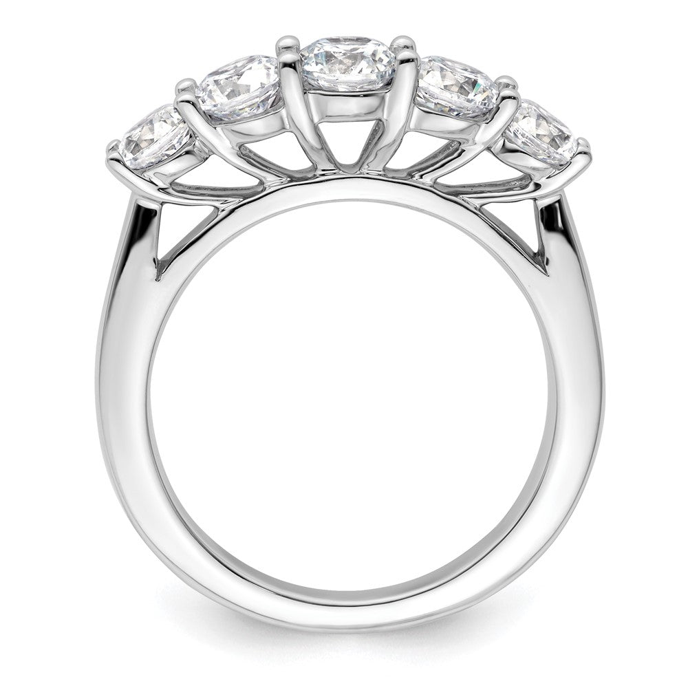 14K Weißgold Ring mit 5 simulierten Diamanten