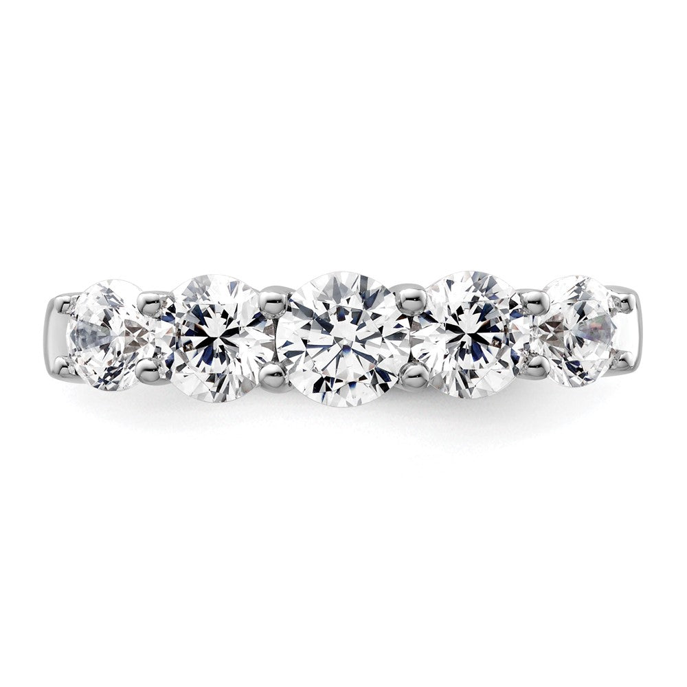 14K Weißgold Ring mit 5 simulierten Diamanten