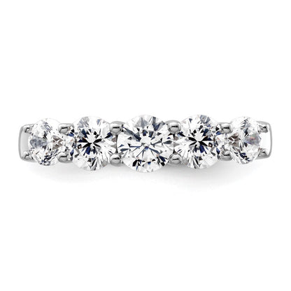 14K Weißgold Ring mit 5 simulierten Diamanten