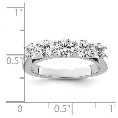 14K Weißgold Ring mit 5 simulierten Diamanten