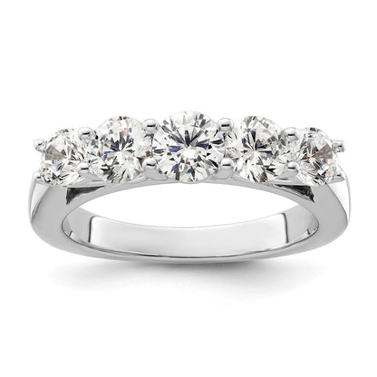 14K Weißgold Ring mit 5 simulierten Diamanten