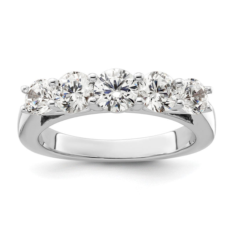 14K Weißgold Ring mit 5 simulierten Diamanten