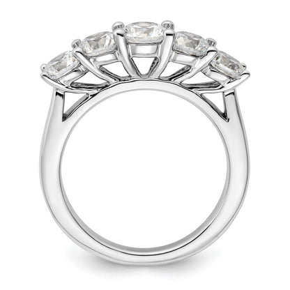 14K Weißgold Ring mit 5 simulierten Diamanten