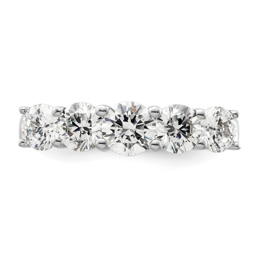 14K Weißgold Ring mit 5 simulierten Diamanten
