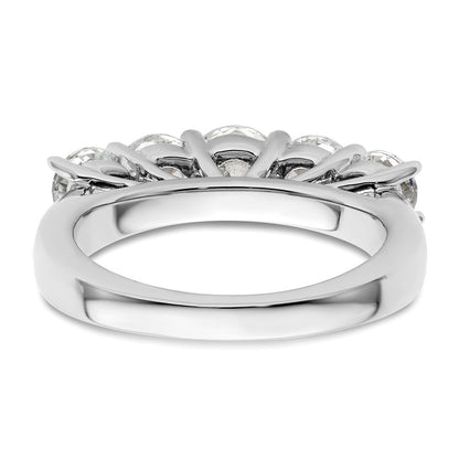14K Weißgold Ring mit 5 simulierten Diamanten