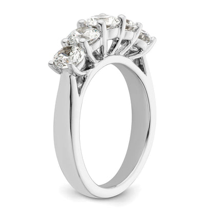 14K Weißgold Ring mit 5 simulierten Diamanten