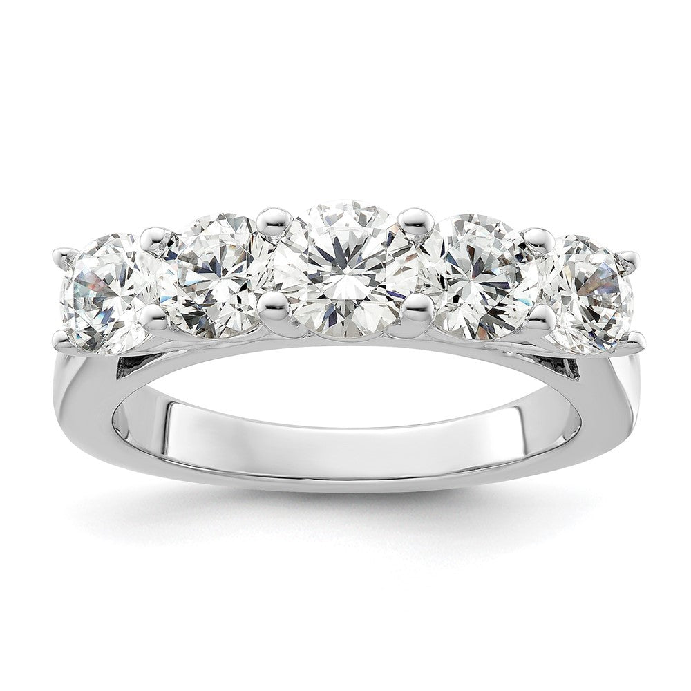 14K Weißgold Ring mit 5 simulierten Diamanten