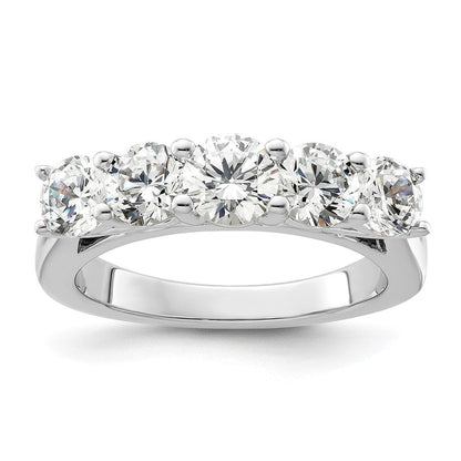 14K Weißgold Ring mit 5 simulierten Diamanten