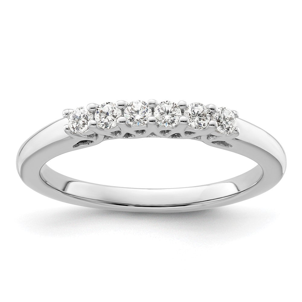 14K Weißgold Ehering mit 6 natürlichen Diamanten, 0,24 ct. Gesamtgewicht