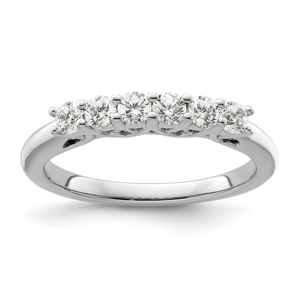 14K Weißgold Ehering mit 6 natürlichen Diamanten