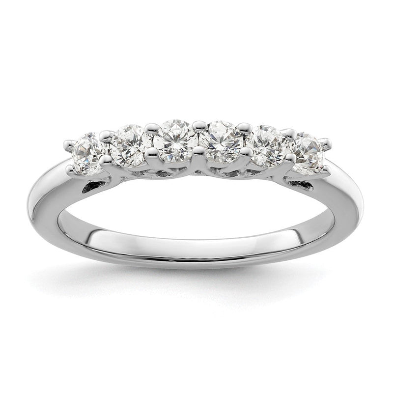 14K Weißgold Ehering mit 6 natürlichen Diamanten, 0,48 ct. Gesamtgewicht