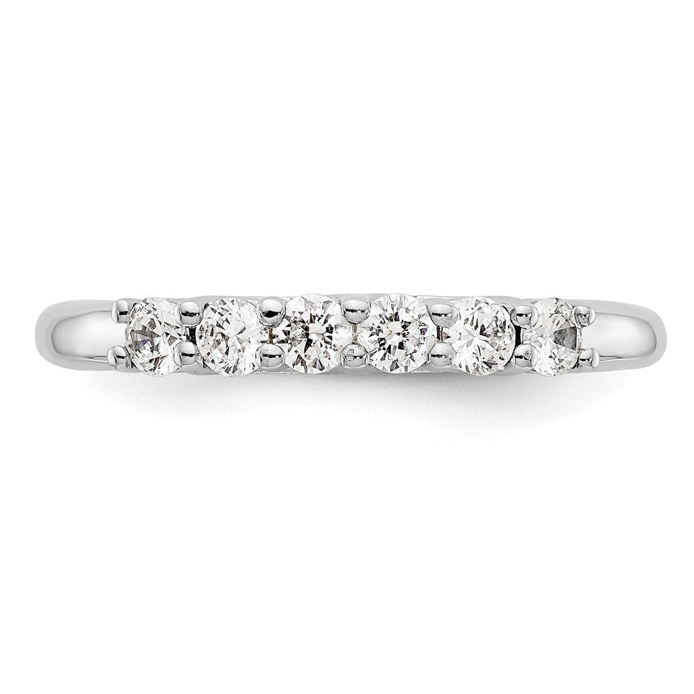 14K Weißgold Ehering mit 6 natürlichen Diamanten (0,75 ct Gesamtgewicht)