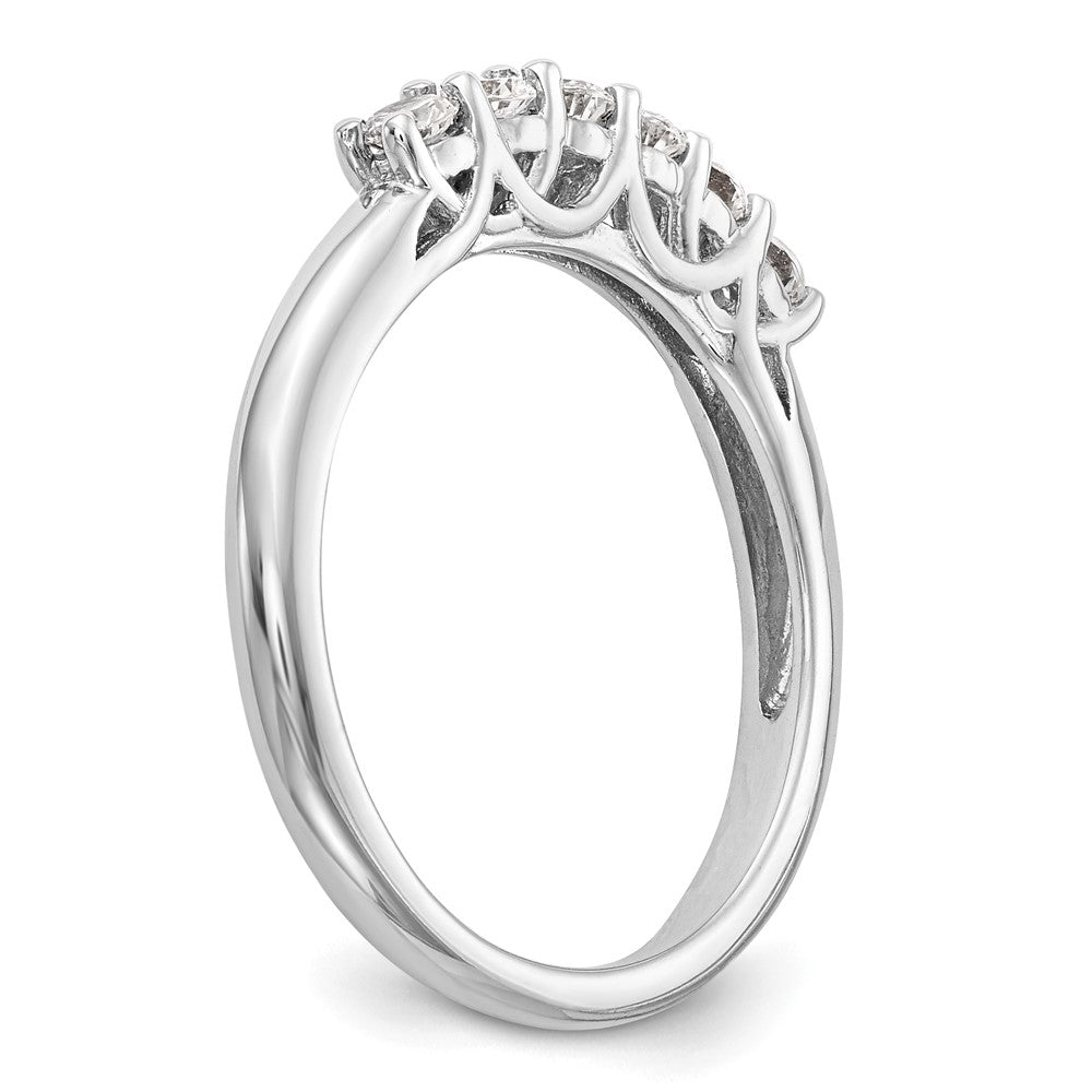 14K Weißgold Ehering mit 6 natürlichen Diamanten (0,75 ct Gesamtgewicht)