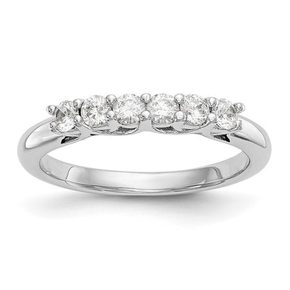 14K Weißgold Ehering mit 6 natürlichen Diamanten (0,75 ct Gesamtgewicht)