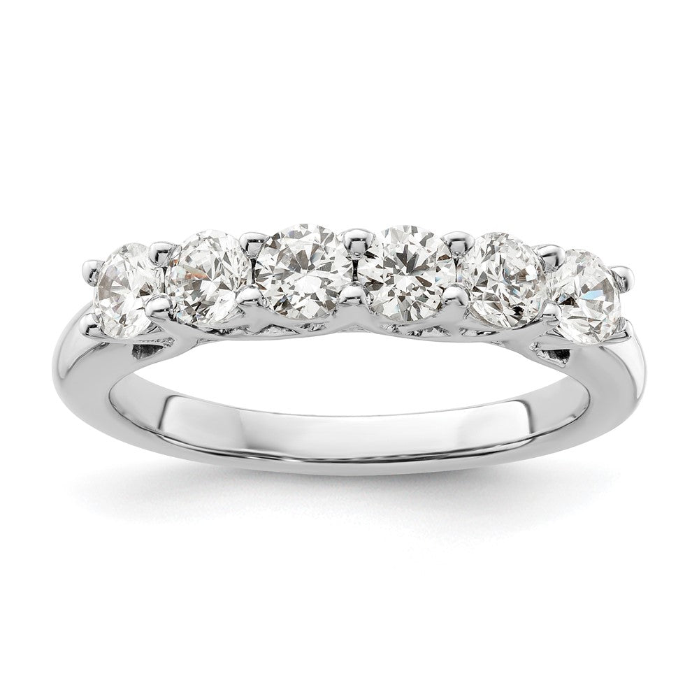14K Weißgold Ring mit 6 echten Diamanten